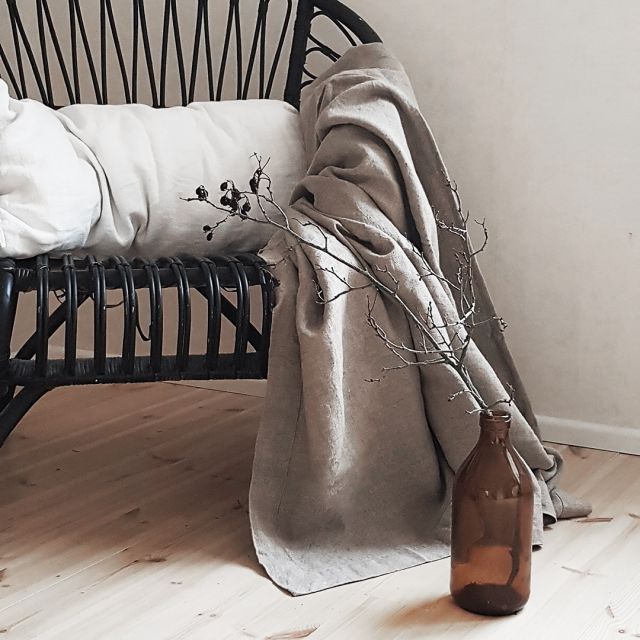 Inger Linen bed throw - Natural colour