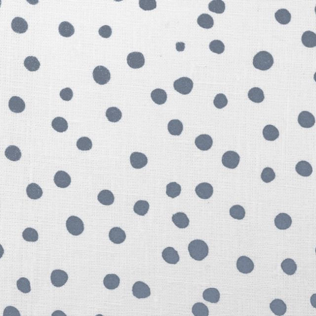Dottie Agate Blue-WHT - Dotted fabric with Blue spots, 100% Linen