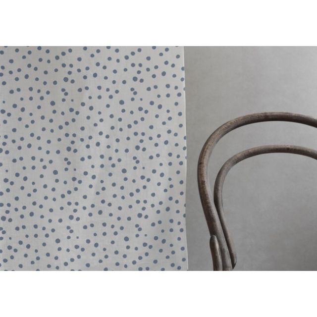 Dottie Agate Blue-WHT - Dotted fabric with Blue spots, 100% Linen
