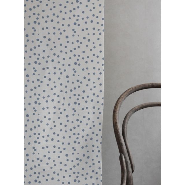 Dottie Agate Blue-WHT - Dotted fabric with Blue spots, 100% Linen