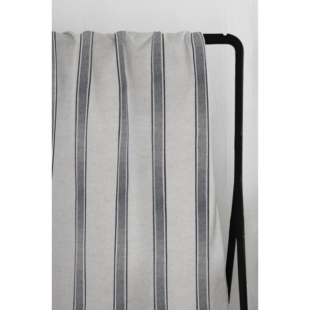Bella Ash - Curtain fabric with Grey stripes