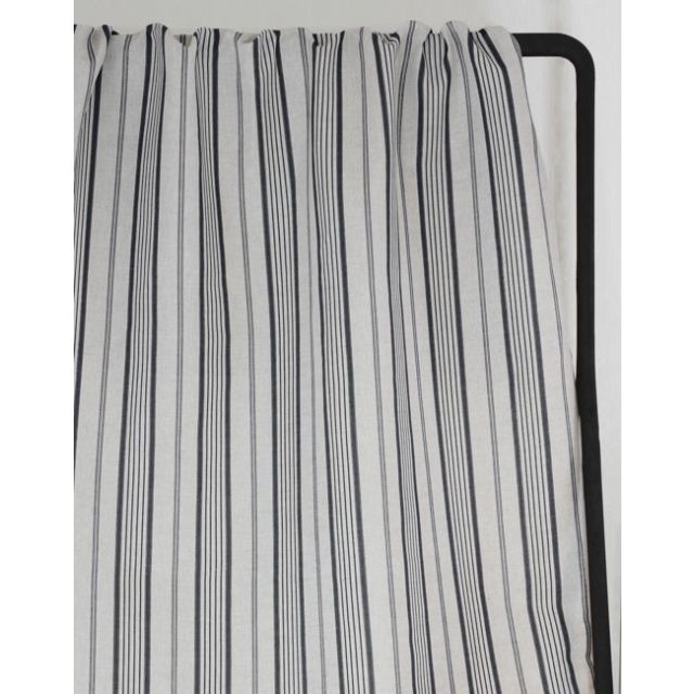 Freja Ash - Curtain fabric with Grey stripes
