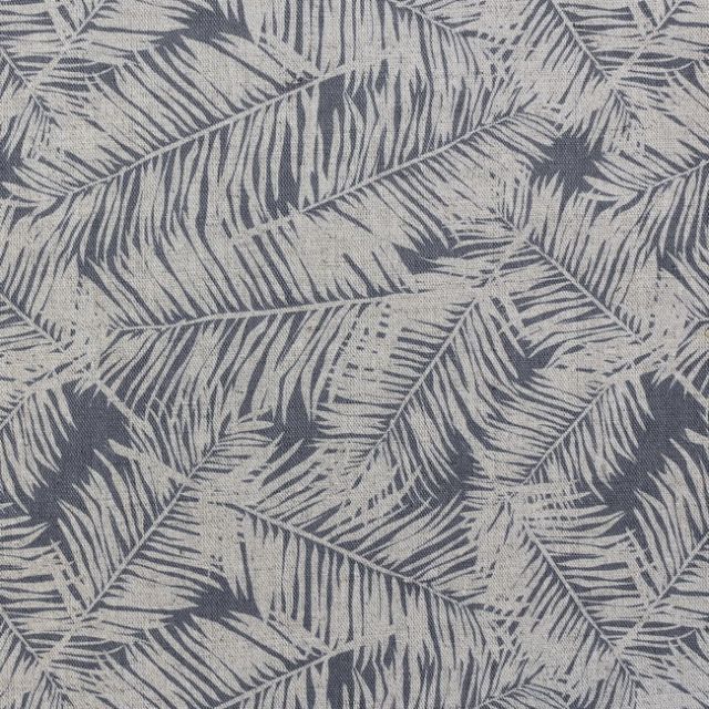 Gabi Ash - Curtain fabric, Grey botanical leaf pattern