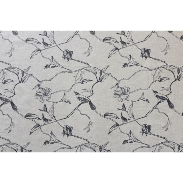 Gardenia Ash - Grey Botanical / bird pattern