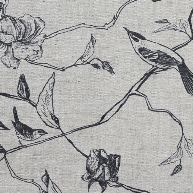 Gardenia Ash - Grey Botanical / bird pattern