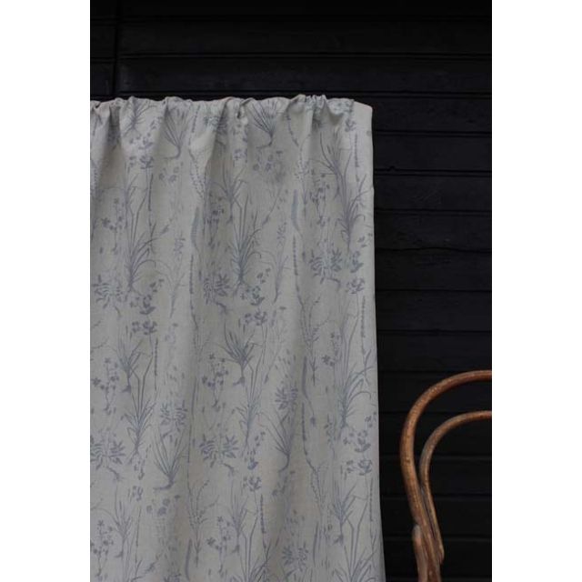 Iida Ash- Fabric for curtains, Grey Botanical Print