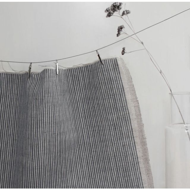 Laila Ash - Curtain fabric with Grey stripes