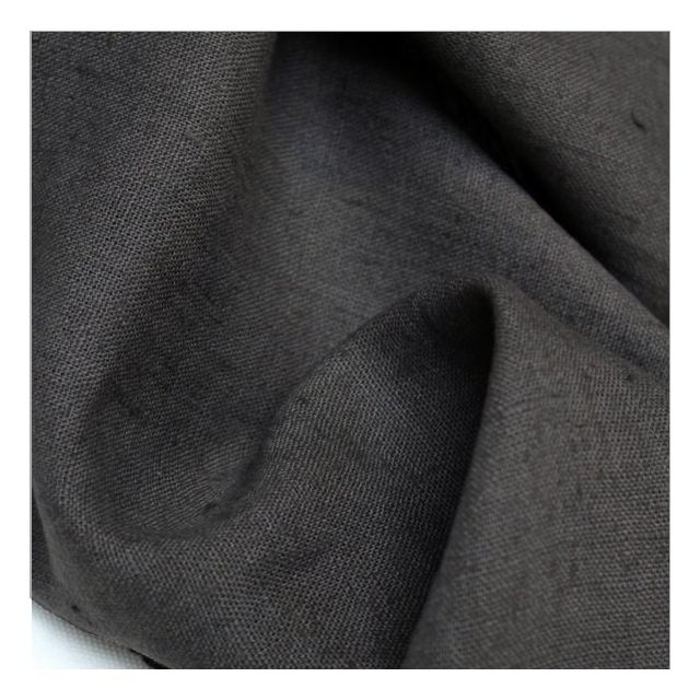 Bianco Asphalt Dark Grey Linen Fabric, Prewashed 