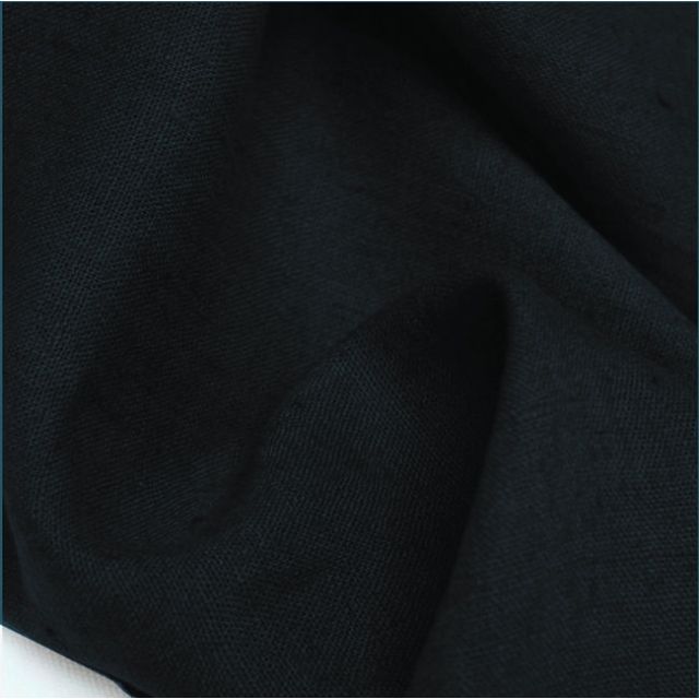 Bianco Noir - Black pre-washed 100% linen fabric