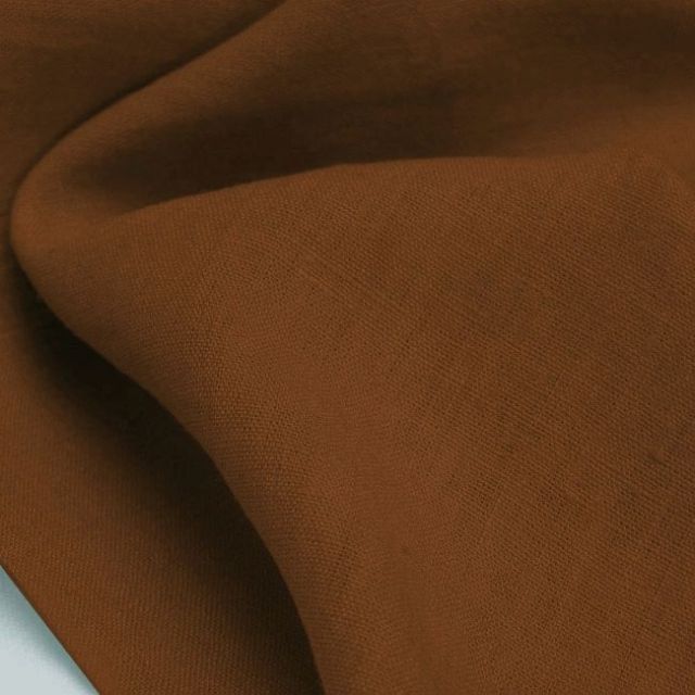 Bianco Tobacco - Brown pre-washed 100% linen fabric
