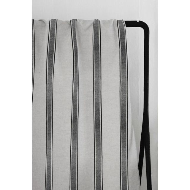 Bella Black - Curtain fabric with Black stripes