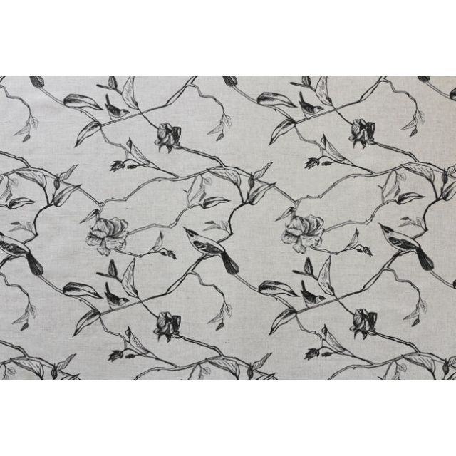 Gardenia Black - Black Botanical / bird pattern