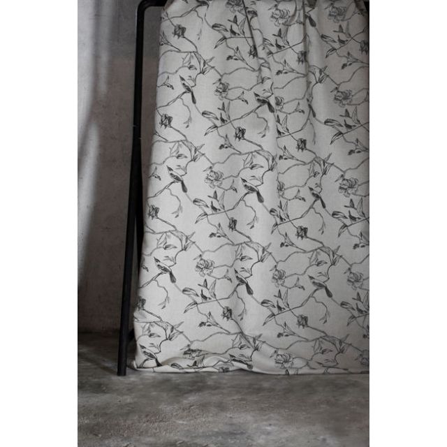 Gardenia Black - Black Botanical / bird pattern