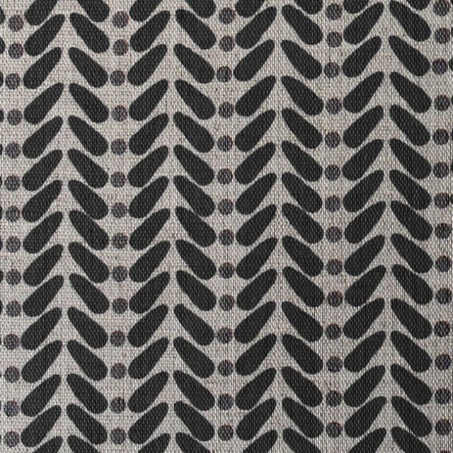 Hulda Black - Natural Fabric printed with Black and Grey