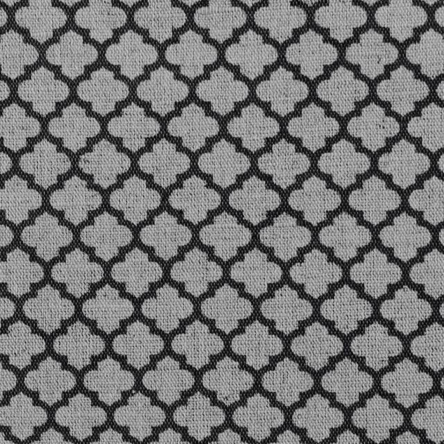 Jonna Noir - Curtain fabric, black moroccan clover pattern
