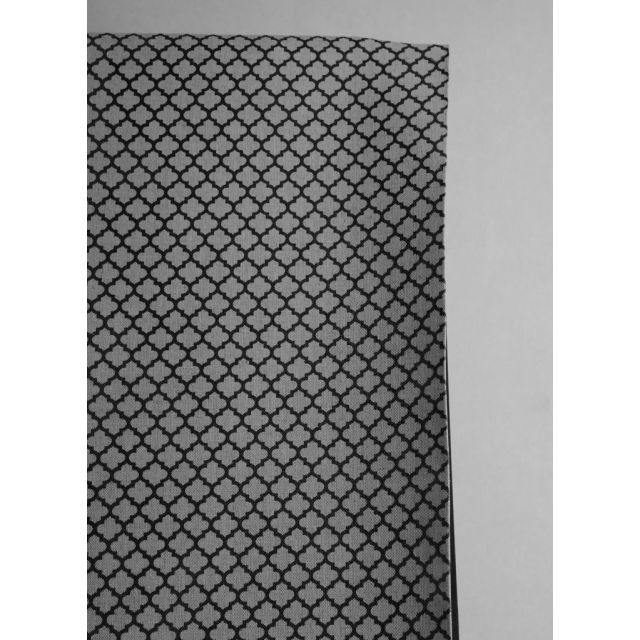 Jonna Noir - Curtain fabric, black moroccan clover pattern