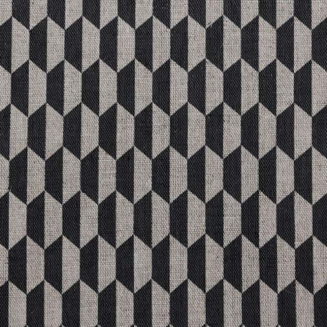 Lana - Noir - Fabric for curtains,Black Print