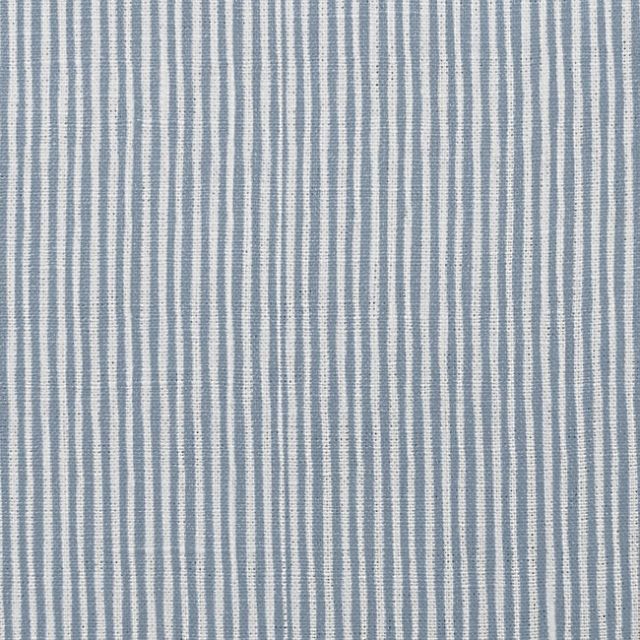 Maisa Blue Grey - Linen curtain fabric, Blue stripes