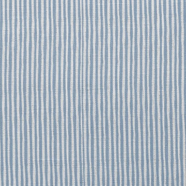 Maisa Blue Mist - Linen curtain fabric, Blue stripes