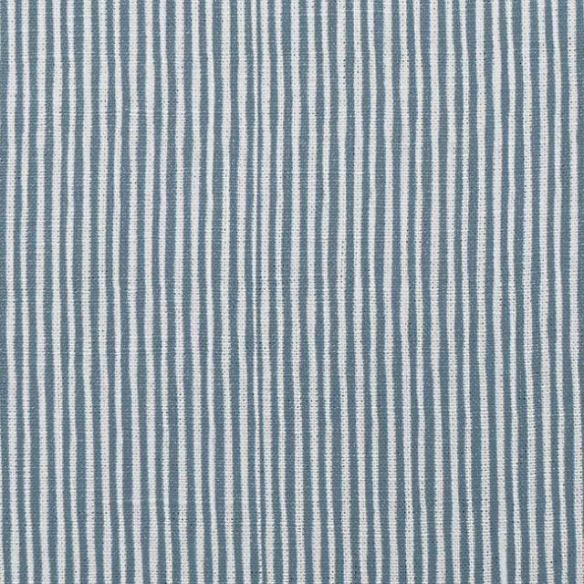 Maisa Blue Stone - Linen curtain fabric, Blue stripes