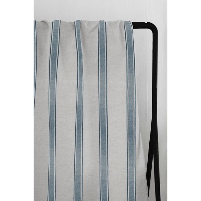 Bella Blue Stone - Curtain fabric with Blue stripes
