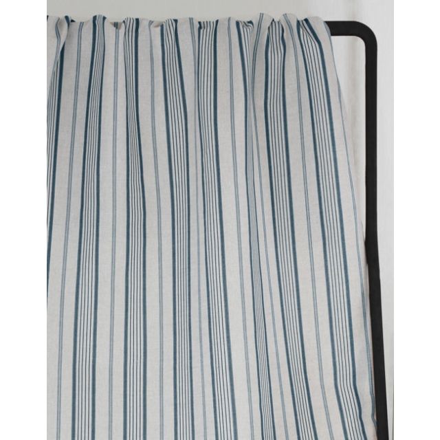 Freja Blue Stone - Curtain fabric with Blue stripes