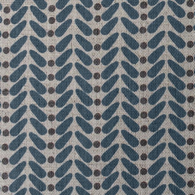 Hulda Blue Stone - Natural Fabric printed with Blue and Grey
