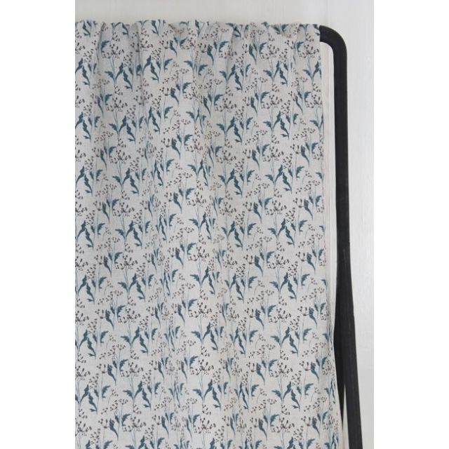 Henrika Blue Stone - Curtain fabric with Blue and Black print