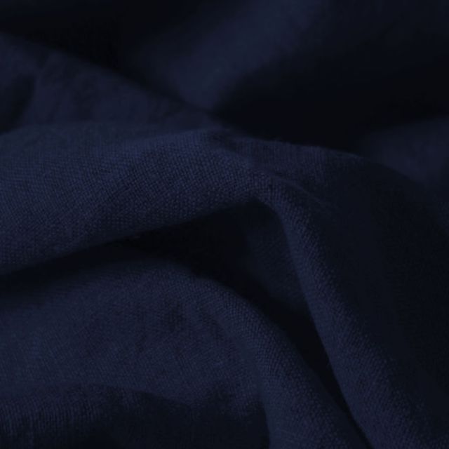 Carina Night Blue - Double width Dark blue linen fabric