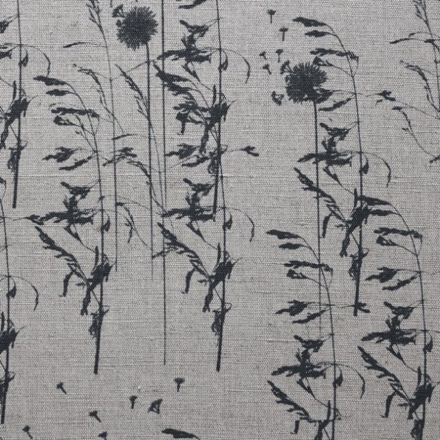 Breeze Charcoal - Curtain fabric with Grey botanical pattern