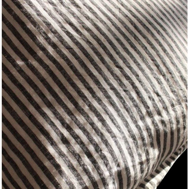 Linen Duvet Cover Double, Charcoal Stripe