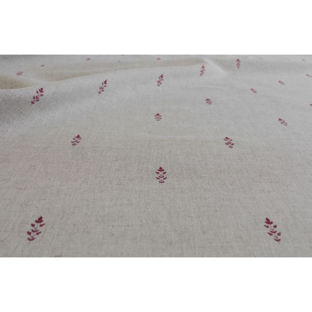 Asli Cherry - Natural fabric with classical red pattern