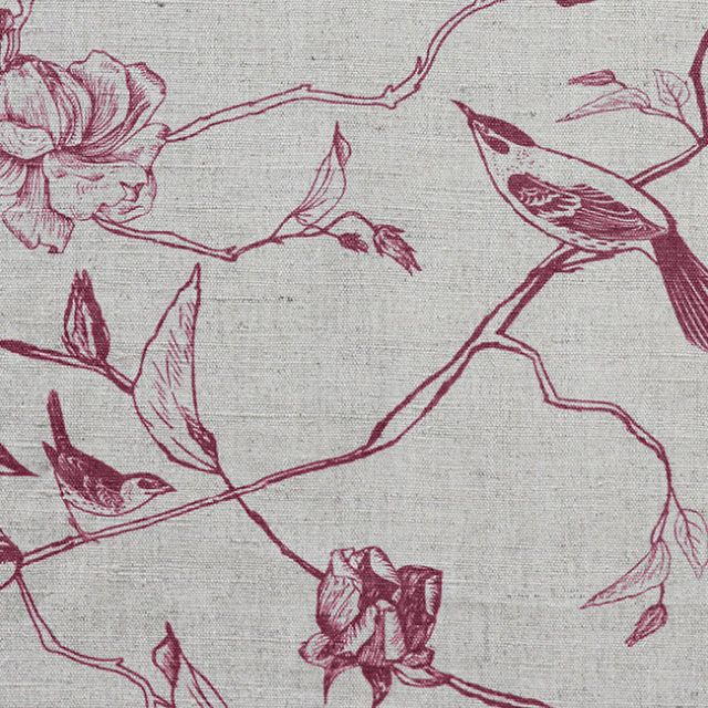 Gardenia Cherry - Red Botanical / bird pattern