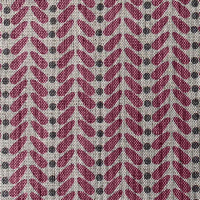 Hulda Cherry - Fabric for curtains printed with Red and Grey
