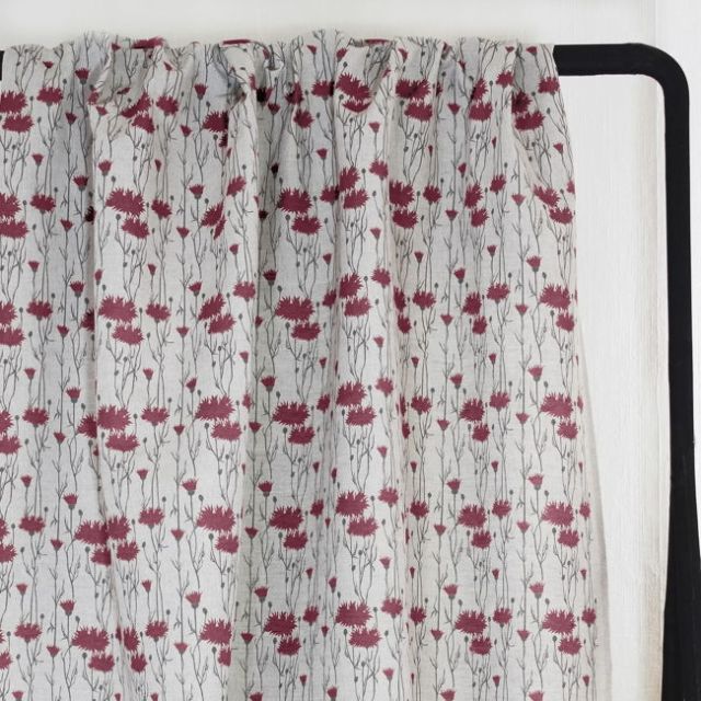 Margrete Cherry - Curtain fabric with Red print