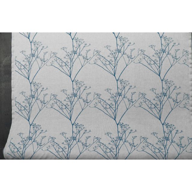 Chervil Blue Stone, Natural fabric with Blue print, repeat