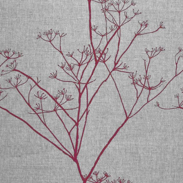 Chervil Cherry, Linen Cotton union fabric with Cherry coloured print