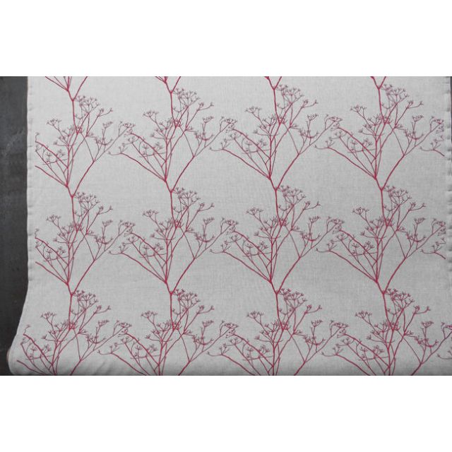 Chervil Cherry, Linen Cotton union fabric with Red print