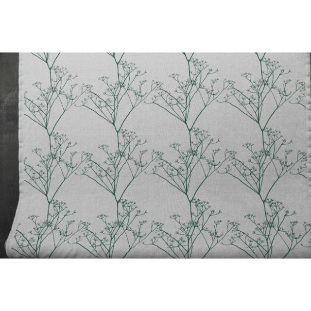 Chervil Dark Pine, Natural fabric with Green print, repeat