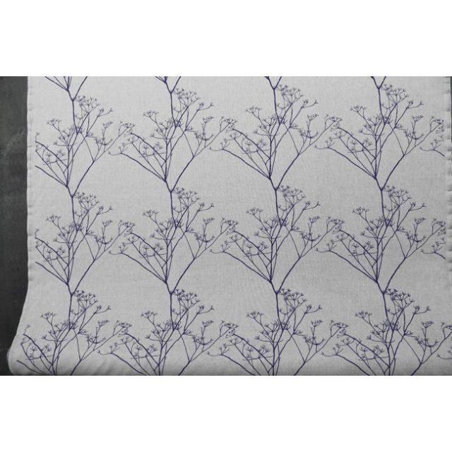 Chervil Deep Blue, Natural fabric with Blue print, repeat
