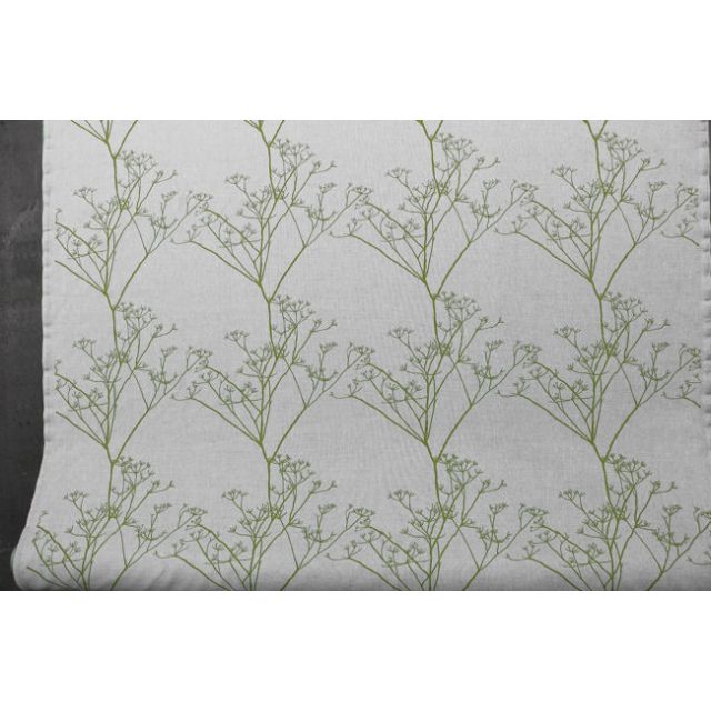 Chervil Leaf, Natural fabric with Green print, repeat