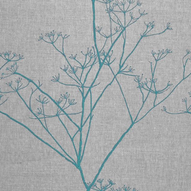 Chervil Marine, Natural fabric with Blue print