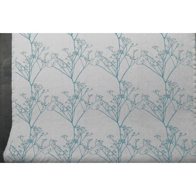 Chervil Marine, Natural fabric with Blue print, repeat