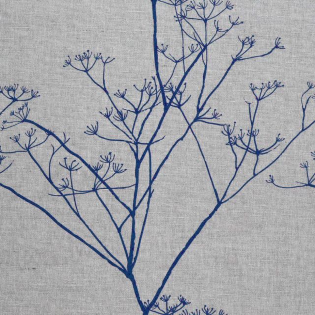 Chervil NightBlue, Natural fabric with Blue print