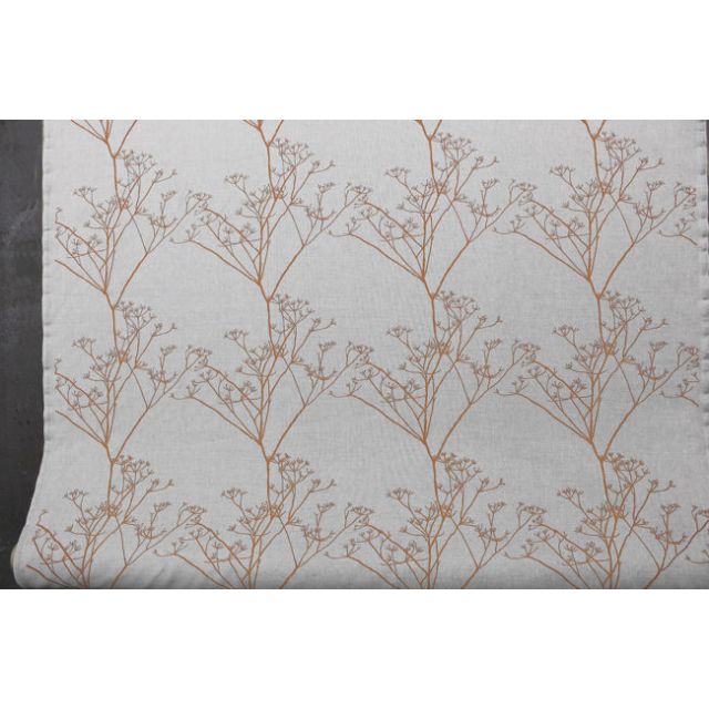 Chervil Tangerine, Natural fabric with Orange print, repeat