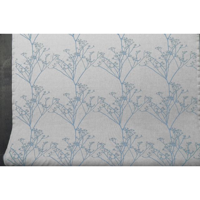 Chervil True Blue, Natural fabric with Blue print, repeat