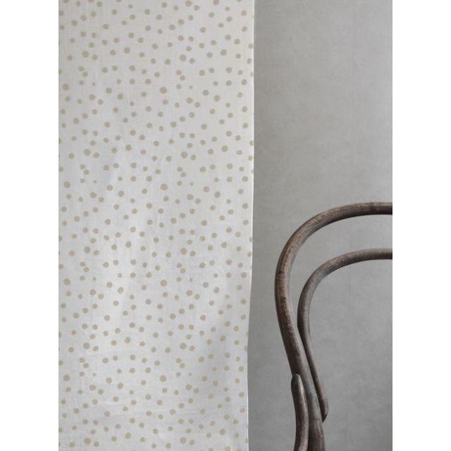 Dottie Clay-WHT - Dotted fabric with Grey spots, 100% Linen