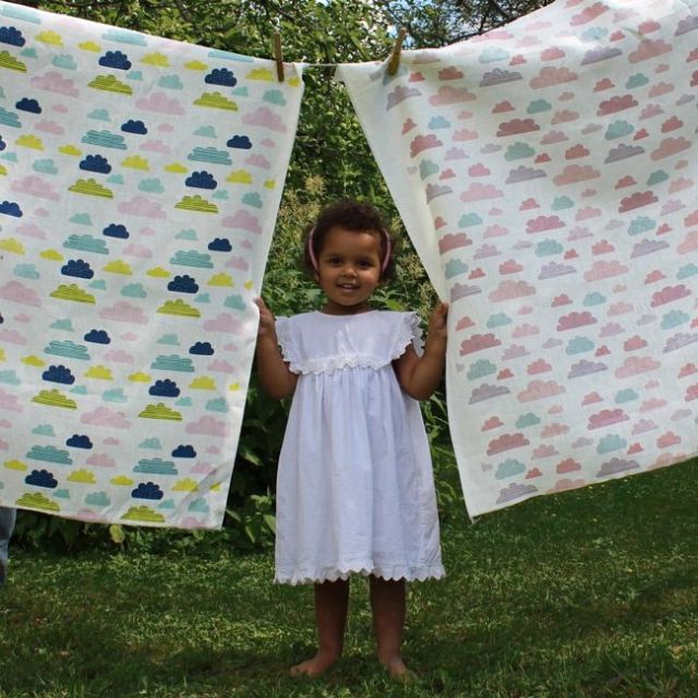 How sweet to be a cloud. Floating in the blue! Left: Cloud Dreams Circus - Right: Cloud Dreams Pink