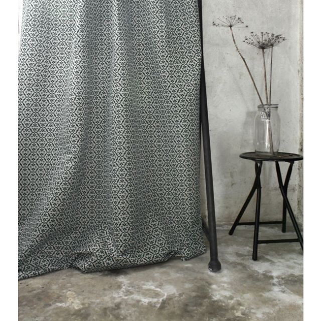 Brita Dark Pine - Curtain fabric printed with Dark Green