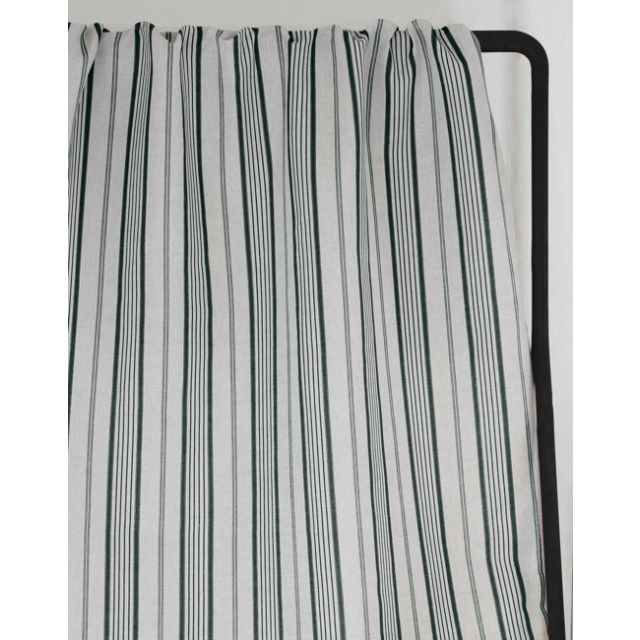 Freja Dark Pine - Curtain fabric with Dark Green stripes